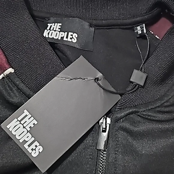 The Kooples Colorblock Zipped Sweatshirt Track Jacket Baseball Collar Silk Trim - Picture 11 of 11